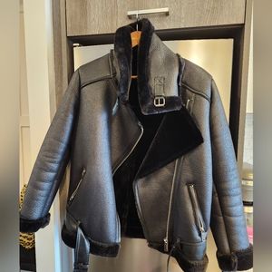 Faux fur moto jacket